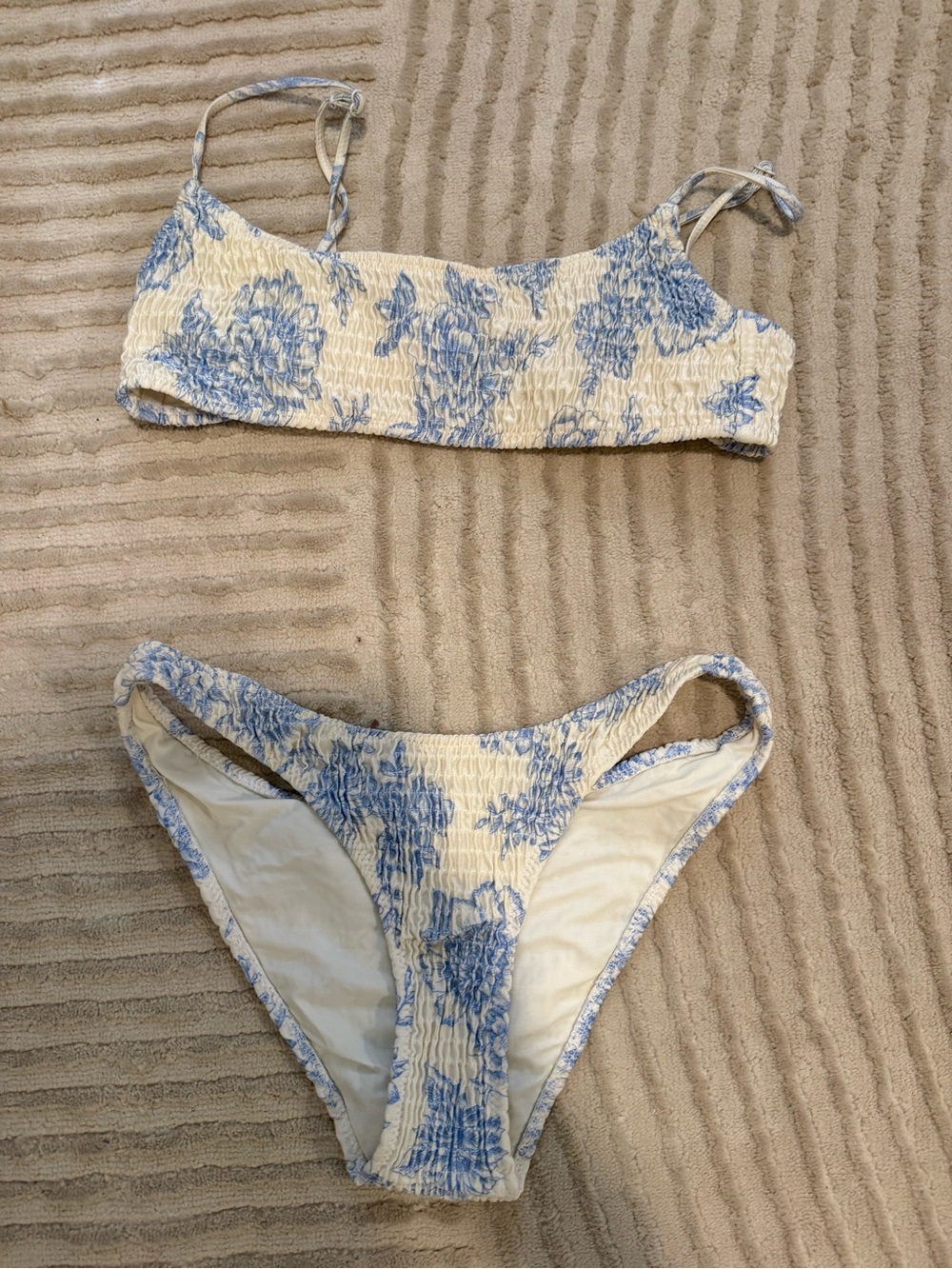 Triangl Blue & White Floral Bikini Set XS